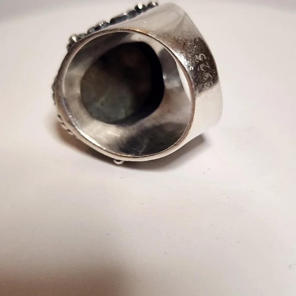925 Silver Gray Stone Ring